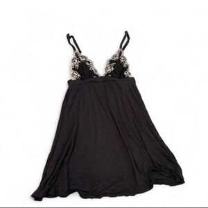 Jezebel Black Lace Trim Chemise Dress